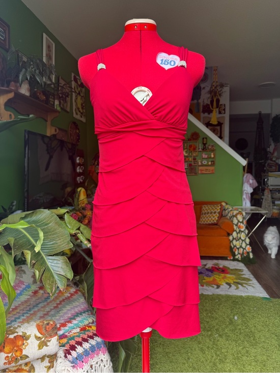 le chateau Dresses & Skirts - le chateau Red Tiered V-Neck Mini Dress